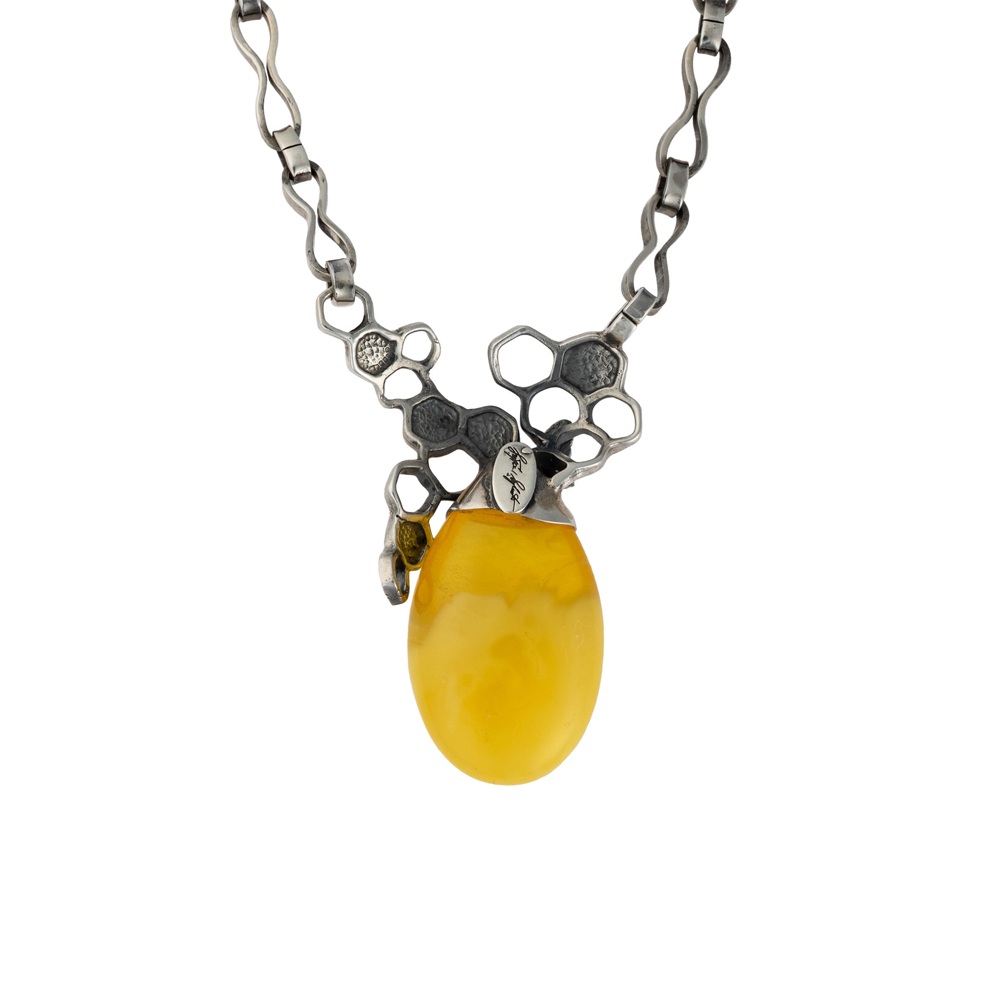 Sterling Silver and Baltic Amber Bee Necklace 2
